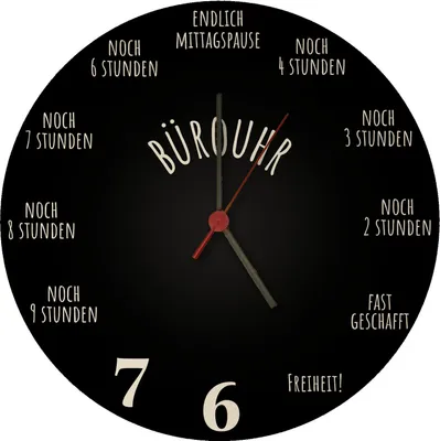 Produktbild von Bürouhr mit Feierabend Countdown Wanduhr aus MDF