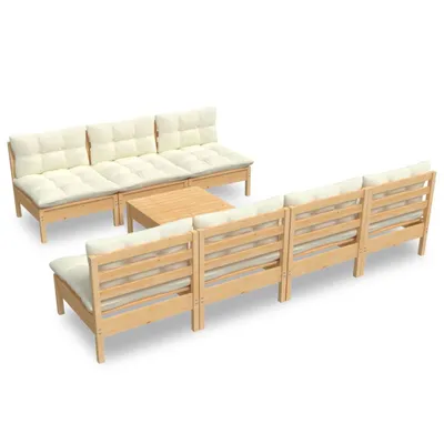 Produktbild von vidaXL 8-tlg. Garten-Lounge-Set mit Creme Kissen Kiefernholz