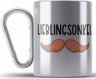 Produktbild von Trendation - Bester Onkel Ever Edelstahl Tasse Karabiner Geschenk Geburtstag Weihnachten Lustig Geschenkideen von Nichte Lieblingsonkel (Silber)