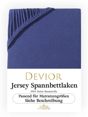 Produktbild von Devior Jersey Spannbettlaken 90x200cm - 100x200cm navyblau Bettlaken 100% Baumwolle bis 22cm Matratzenhöhe Gummizug