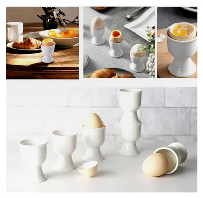 Produktbild von Eierbecher Set aus Porzellan, 6 Stück, Weiß, Stapelbar, 7 x 5,2 cm