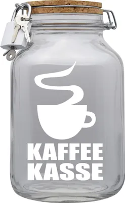Produktbild von Spardose Geld Geschenk Ideen Kaffee Kasse Transparent Größe XXL 3 Liter