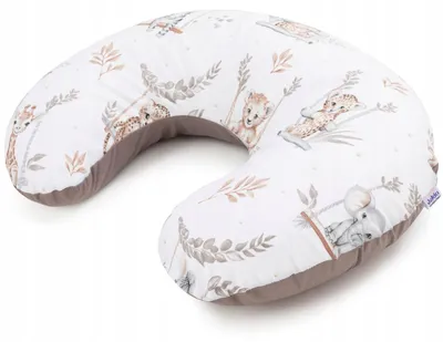 Obrázek produktu pro Jukki kojicí polštář 60x40 cm s odnímatelným povlakem – tvar fazole, pratelný – Happy Jungle