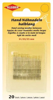 Produktbild von KLEIBER Hand-Nähnadel-Set 20-teilig halblang mit Goldöhr 31 33 35 mm 20 Nadeln