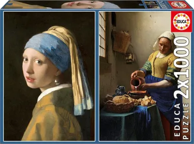 Immagine prodotto di Puzzle - EDUCA - Girl with a Pearl Earring + The Milkmaid. Johannes Vermeer - 2x1000 pieces