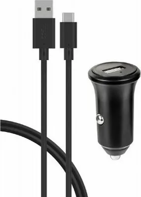 Produktbild von BigBen Connected, USB-A 3A Fast Charge Autoladegerät + USB-A / USB-C Kabel, Schwarz