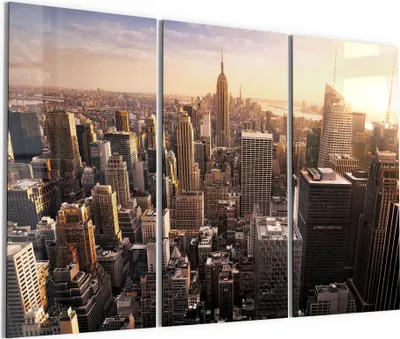 Produktbild von DEQORI Glasbild Echtglas 3x50x100 cm 'New York City Skyline' Wandbilder XXL groß
