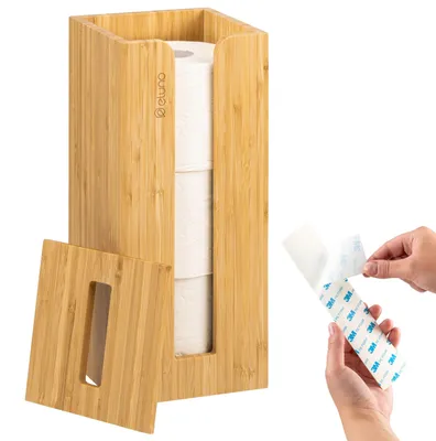 Produktbild von eluno Toilettenpapier Aufbewahrung für 3 Ersatzrollen, eckig, aus Bambus