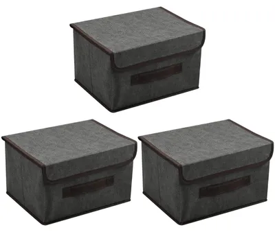 Produktbild von Stoff Aufbewahrungsboxen mit Deckel, Faltbar und Grau