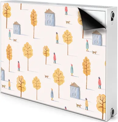 Produktbild von Magnet Heizung Verkleidung Abdeckung Heizung Heizkörperabdeckung 80x60 cm  - Häuser, unter, Bäumen