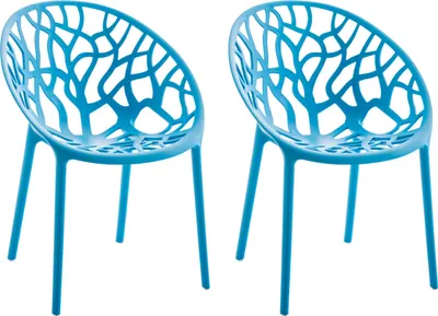 Produktbild von CLP 2er Set Gartenstuhl Hope, Modernes Design, Wetterfest, Stapelbar, Mit Armlehnen blau