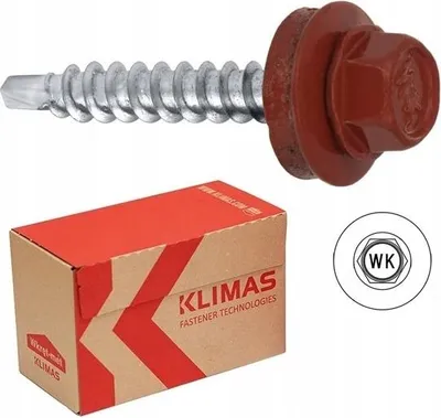 Produktbild von Klimas WFD Bohrschrauben für Trapezblech auf Holz RAL 3009 Oxidrot 4,8x35 mm 250 St.