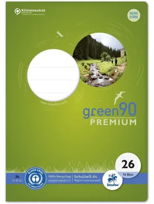 Immagine prodotto di Ursus Green 040782026 Heft - LIN26, A4, 16 Blatt, 90 g/qm, 5 mm kariert mit Rand