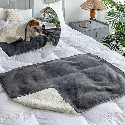 Image de Lit pour chien, housse pour chien, tapis pour chien - Dimensions : 75 x 100 cm - Imperméable, absorbant, douillet, protection pour chiens et chats - Coussin pour chien gris.