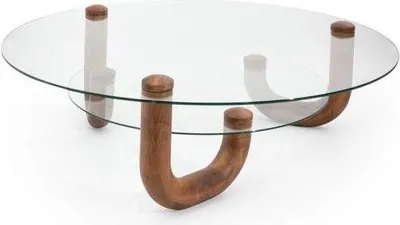 Produktbild von holz Couchtisch mit glasplatte Stilvoller Möbel für Wohnzimmer