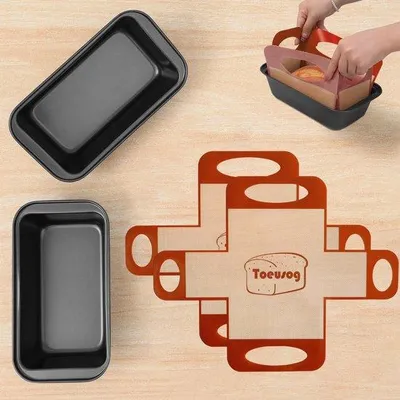 Productafbeelding van Set van 2 Broodbakvormen met Bakmat - Antiaanbaklaag 27 x 15 x 7 cm