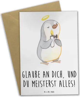 Produktbild von Mr. & Mrs. Panda Klappkarte Stolpersteine im Alltag meistern - Weiß - Geschenk, positive Gedanken, einladungskarten, weihnachtskarten, dankeskarten, Zuversicht, Vertrauem