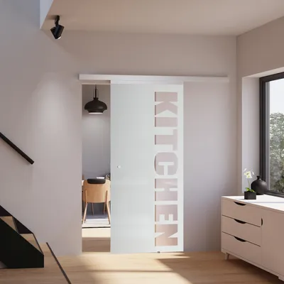 Produktbild von inova Glasschiebetür 755 x 2035 mm, KITCHEN-Motiv, Komplettset mit Griffknopf, ohne Softclose