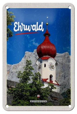 Produktbild von Blechschild Reise 12x18cm Ehrwald Österreich Kirche roter Dach Schild