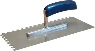 Produktbild von Glättekelle rostfr. gezahnt, 6 x 6 mm, Holzheft in blau