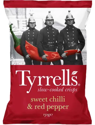 Image de Tyrrells Handcooked Sweet Chilli Chips sans gluten végétalien 150g