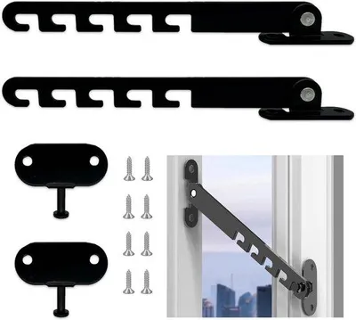Produktbild von Famanu Fensterverriegelung Set - Sicherheitsmaßnahme für Kippfenster - 2 Stück - schwarz
