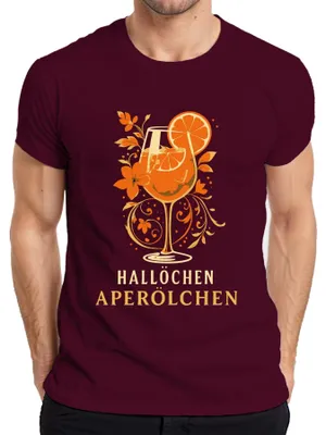 Produktbild von Hallöchen Aperölchen Aperol Spritz Sommerdrink Orange Cocktail Herren T-Shirt, Burgundy, 3XL