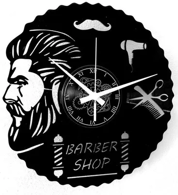 Produktbild von Vinyl Wanduhr - Handgefertigte Vinyl Uhr Wanddekoration Moderner Stil Bartbarber