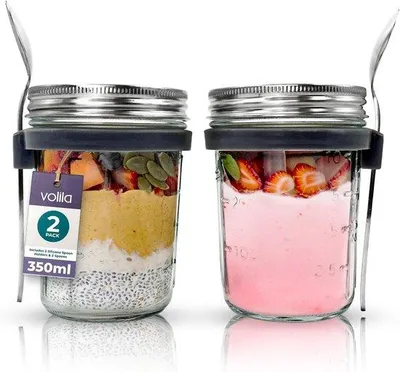 Zdjęcie produktu dla Słoiki śniadaniowe 330 ml, zestaw 2 sztuk, kolor srebrny