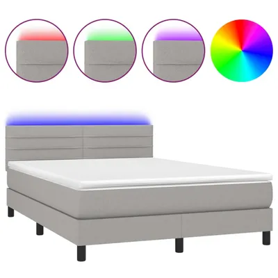 Immagine prodotto di vidaXL Letto a molle con materasso e LED in tessuto grigio chiaro 140x200 cm