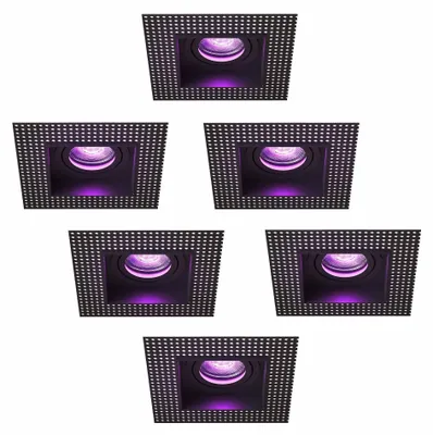 Image de Ledvion lot de 6 spot encastrable LED noir 4.9W RGB CCT dimmable