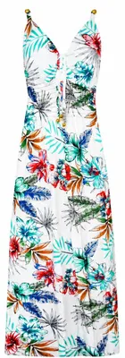 Produktbild von Damen Sommerkleid Maxi mit Blumenmuster: Weiß Farbe: Weiß