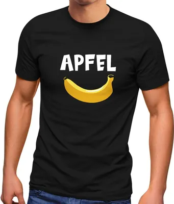 Produktbild von Herren T-Shirt lustiger Aufdruck Apfel Banane Witz Scherz Fun-Shirt Spruch lustig Moonworks® schwarz XL