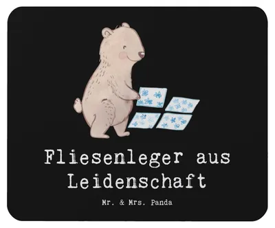 Produktbild von Mr. & Mrs. Panda Mouse Pad Fliesenleger Leidenschaft - Schwarz - Geschenk, Spruch, mousematte, Beruf, Mauspad, pc mousepad, computermatte, Handwerk, Lustig