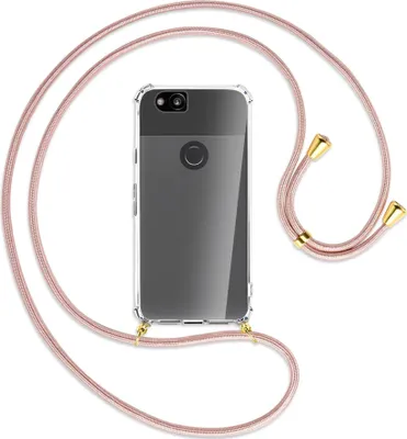 Produktbild von Handykette Backcover-Schutzhülle mit Band (Metall goldfarben) für Google Pixel 2 - roségold