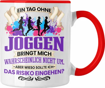 Produktbild von Trendation - Joggen Tasse Geschenk für Jogger Läufer Lustiger Spruch Geschenkidee (Rot)