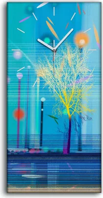 Produktbild von Wohnzimmer-Bild Leinwand Uhr Quarz 30x60 Malerei Abstrakte Park Bäume Kunst - weiße Hände