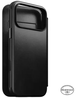 Produktbild von Handyhülle mit Klappe für iPhone 18 Pro Max / 17 Pro Max, Nomad Modern Leather Folio Horween Series mit MagSafe, Schwarz