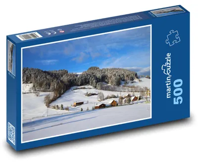 Produktbild von Puzzle 500 Winterliches Hochgebirgsdorf - martinpuzzle