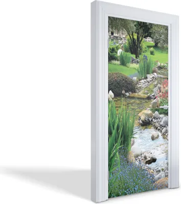 Produktbild von Selbstklebende Türfolien Kreativ Türtapeten Wandsticker - Garten mit Bach - 95 x 205 cm