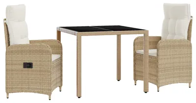 Immagine prodotto di Set da tavolo da esterno vidaXL, 3 pezzi, beige e bianco crema, 90 x 90 x 75 cm
