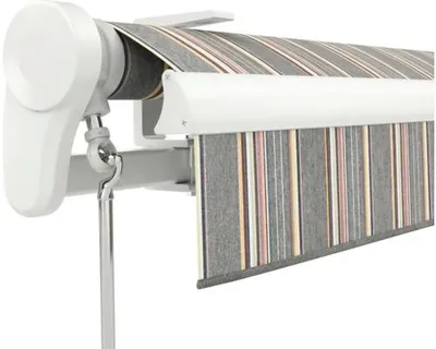 Produktbild von Soluna Gelenkarmmarkise Trend 5,5x2 Stoff Dessin D422 Gestell RAL 9010 reinweiß Antrieb Links inkl. Kurbel