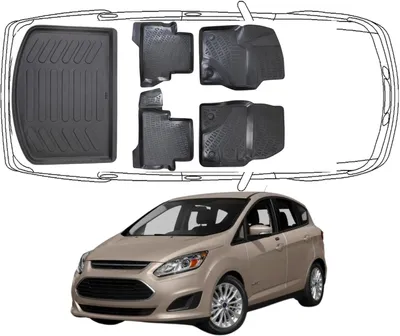 Produktbild von 3D Fußmatten & Kofferraumwanne Auto Set Kompatibel mit Ford C-Max 2.Gen 2010 - 2019