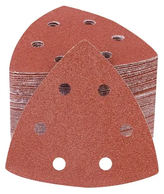 Obrázek produktu pro Brusný papír do delta brusky, 90 kusů, zrnitost 80, suchý zip, rozměry 93x93x93 mm, pro dřevo a kov