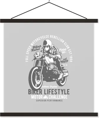 Produktbild von MuchoWow® Textilposter Mancave - Motorrad - Oldtimer 40x40 cm mit schwarzem Rahmen - Fotos