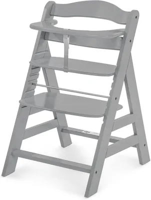 Immagine prodotto di Seggiolone in legno - Sedia con tavolino - Per mangiare insieme - Cresce insieme al bambino - Fino a 90 kg - Grigio