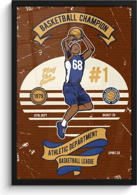 Produktbild von MuchoWow® MuchoWow® Gerahmtes Poster Mancave - Basketball - Vintage - Zitate 40x60 cm - Poster mit zchwarzem Bilderrahmen - Papierdruck - Wandbilder