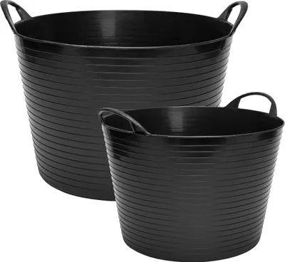 Produktbild von Garronda Flexibler Wäschekorb Set 26 L und 42 L für Haushalt, Bad, Waschküche und Transport robuster Tragekorb zur vielseitigen Aufbewahrung GD-0185 (Schwarz)