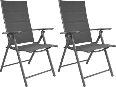 Immagine prodotto di BRUBAKER Set da 2 sedie da giardino Riva - Sedie pieghevoli - Schienali regolabili in 7 posizioni - Sedie pieghevoli resistenti alle intemperie - Antracite