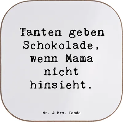 Produktbild von Mr. & Mrs. Panda Getränkeuntersetzer Personalisiert Tante Schokolade - Weiß - Geschenk, Lächeln, Geschenke, Verwandtschaft, Personalisierter Bierdeckel, Freuden, Neffe